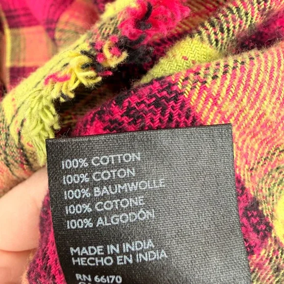 BDG Urban Outfitters One Way or Another Plaid Flannel Shirt Womens Medium Pink - Picture 7 of 12
